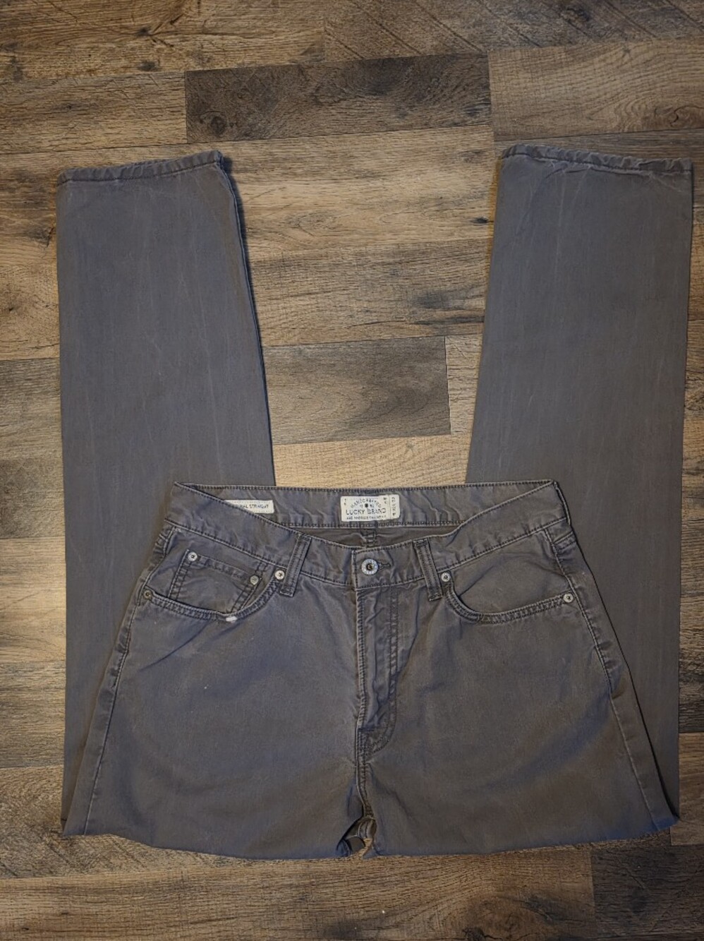 Lucky Brand 221 Original Straight Leg Men's Pants - Gray/Brown - Size 32x32